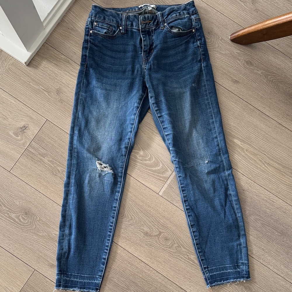 Dex Dark Blue Distressed Ankle Jeans